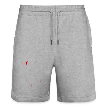 Taches abstraites / ligne / rouge / motif / nature - Short de jogging bio TRAINER Stanley/Stella unisexe - gris chiné - Devant - Nik (191cm) & Marisol (170cm)