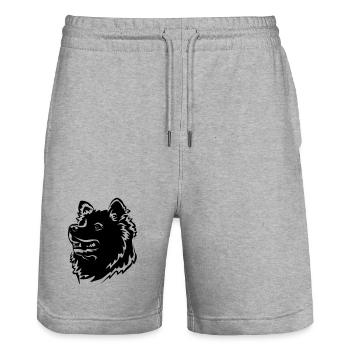 Samoyed Head - Stanley/Stella Trainer Unisex Organic Jogging Shorts - heather grey - Front - Nik (191cm) & Marisol (170cm)