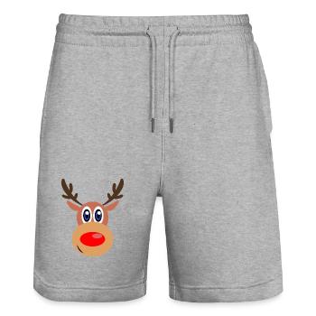 Rudolph Noël de Noël visage - Short de jogging bio TRAINER Stanley/Stella unisexe - gris chiné - Devant - Nik (191cm) & Marisol (170cm)