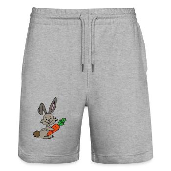 Hase mit Karotte - Stanley/Stella Unisex Bio Joggingshorts Trainer  - Grau meliert - Vorne - Nik (191cm) & Marisol (170cm)