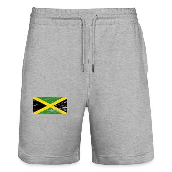 Jamaica Flagge - Stanley/Stella Unisex Bio Joggingshorts Trainer  - Grau meliert - Vorne - Nik (191cm) & Marisol (170cm)