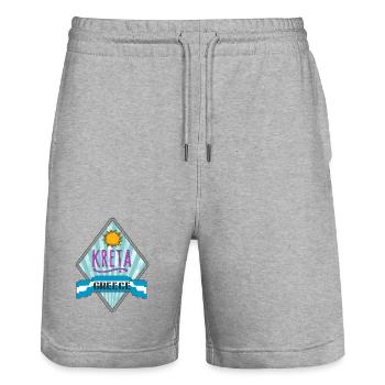 Crete Greece Sun Design - Stanley/Stella Trainer Unisex Organic Jogging Shorts - heather grey - Front - Nik (191cm) & Marisol (170cm)