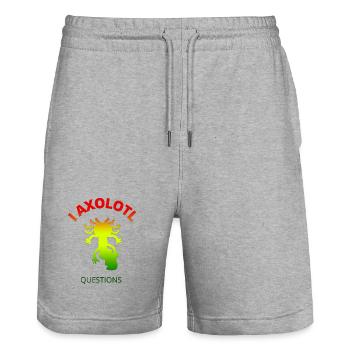 Axolotl - Stanley/Stella Trainer Unisex Organic Jogging Shorts - heather grey - Front - Nik (191cm) & Marisol (170cm)
