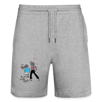 Filles, Amis, Mode - Short de jogging bio TRAINER Stanley/Stella unisexe - gris chiné - Devant - Nik (191cm) & Marisol (170cm)