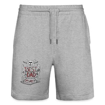 Meilleur papa de tous les temps crâne père pirate motif cool - Short de jogging bio TRAINER Stanley/Stella unisexe - gris chiné - Devant - Nik (191cm) & Marisol (170cm)