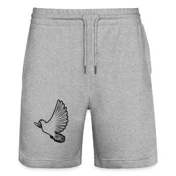 Transparente Friedenstaube - Stanley/Stella Unisex Bio Joggingshorts Trainer  - Grau meliert - Vorne - Nik (191cm) & Marisol (170cm)