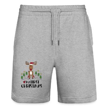 Mon premier Noël - Short de jogging bio TRAINER Stanley/Stella unisexe - gris chiné - Devant - Nik (191cm) & Marisol (170cm)