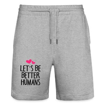 Homme Peuple Terre Dicton - Short de jogging bio TRAINER Stanley/Stella unisexe - gris chiné - Devant - Nik (191cm) & Marisol (170cm)