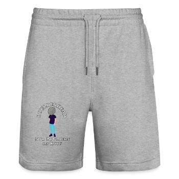 Boulderhead - Nur Bouldern im Kopf - Stanley/Stella Unisex Bio Joggingshorts Trainer  - Grau meliert - Vorne - Nik (191cm) & Marisol (170cm)