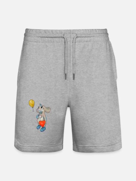 Maus und Luftbollon - Stanley/Stella Unisex Bio Joggingshorts Trainer - Grau meliert