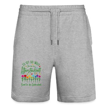 Altersteilzeit Garten Bereit für die Gartenarbeit - Stanley/Stella Unisex Bio Joggingshorts Trainer  - Grau meliert - Vorne - Nik (191cm) & Marisol (170cm)