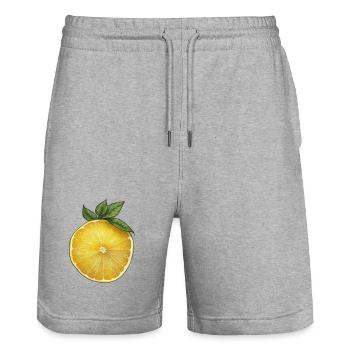 Lemonslice - Stanley/Stella Trainer Unisex Organic Jogging Shorts - heather grey - Front - Nik (191cm) & Marisol (170cm)