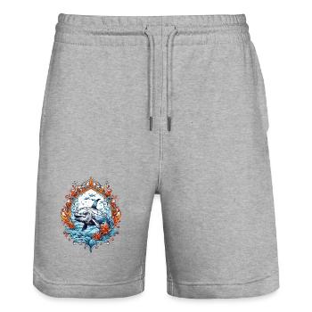 Sea Creatures, Fish - Stanley/Stella Trainer Unisex Organic Jogging Shorts - heather grey - Front - Nik (191cm) & Marisol (170cm)