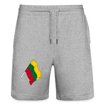 Flag Lithuania - Stanley/Stella Trainer Unisex Organic Jogging Shorts - heather grey - Front - Nik (191cm) & Marisol (170cm)