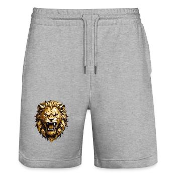 King Lion - Stanley/Stella Trainer Unisex Organic Jogging Shorts - heather grey - Front - Nik (191cm) & Marisol (170cm)