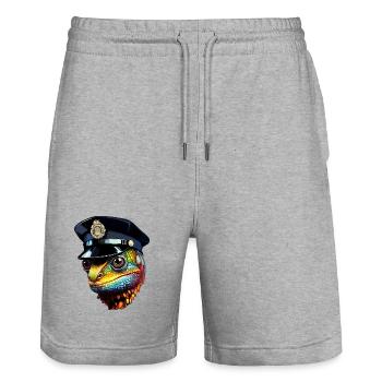 Chameleon Police - Stanley/Stella Trainer Unisex Organic Jogging Shorts - heather grey - Front - Nik (191cm) & Marisol (170cm)