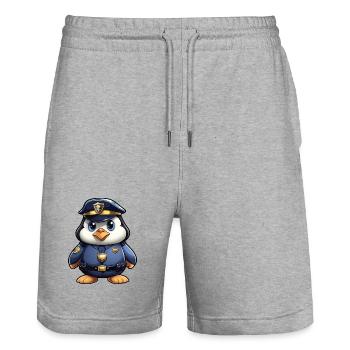 Pingouin policier - Short de jogging bio TRAINER Stanley/Stella unisexe - gris chiné - Devant - Nik (191cm) & Marisol (170cm)