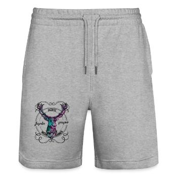 Jägerzeit Jaggertee – Für echte Weihnachtsmänner - Stanley/Stella Unisex Bio Joggingshorts Trainer  - Grau meliert - Vorne - Nik (191cm) & Marisol (170cm)