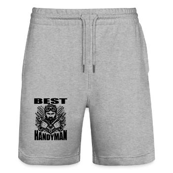 THE BEST HANDYMAN - Stanley/Stella Trainer Unisex Organic Jogging Shorts - heather grey - Front - Nik (191cm) & Marisol (170cm)