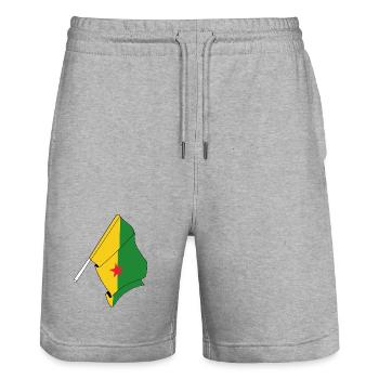 Flag of French Guiana - Stanley/Stella Trainer Unisex Organic Jogging Shorts - heather grey - Front - Nik (191cm) & Marisol (170cm)