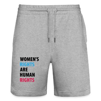 Women's Right Are Human Rights - Stanley/Stella Trainer Unisex Organic Jogging Shorts - heather grey - Front - Nik (191cm) & Marisol (170cm)