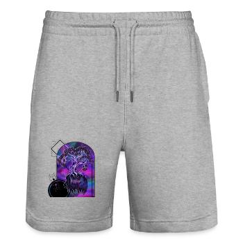 Spiritual Tree – Geometric Art - Stanley/Stella Trainer Unisex Organic Jogging Shorts - heather grey - Front - Nik (191cm) & Marisol (170cm)