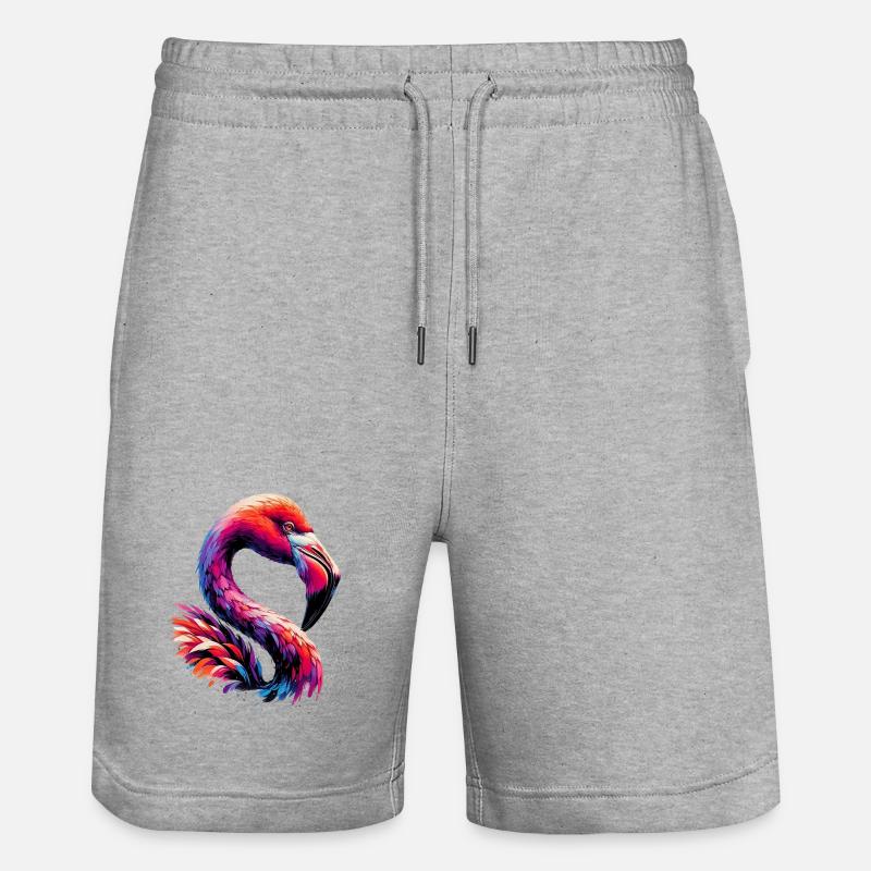 Flamingo - Stanley/Stella Unisex Bio Joggingshorts Trainer  - Grau meliert