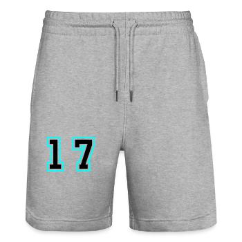 17 Number symbol - Stanley/Stella Trainer Unisex Organic Jogging Shorts - heather grey - Front - Nik (191cm) & Marisol (170cm)