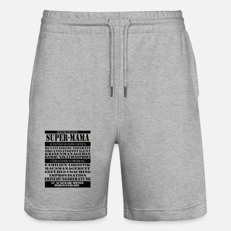 Super Mama – Multitasking ohne Pause - Stanley/Stella Unisex Bio Joggingshorts Trainer  - Grau meliert