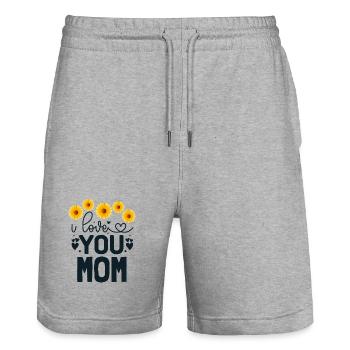 Ich hab dich lieb, Mama - Stanley/Stella Unisex Bio Joggingshorts Trainer  - Grau meliert - Vorne - Nik (191cm) & Marisol (170cm)