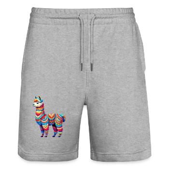 Alpaca - Stanley/Stella Trainer Unisex Organic Jogging Shorts - heather grey - Front - Nik (191cm) & Marisol (170cm)