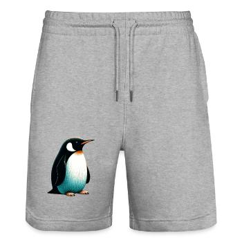 Pingouin - Short de jogging bio TRAINER Stanley/Stella unisexe - gris chiné - Devant - Nik (191cm) & Marisol (170cm)