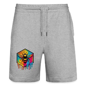 Bee - Stanley/Stella Trainer Unisex Organic Jogging Shorts - heather grey - Front - Nik (191cm) & Marisol (170cm)