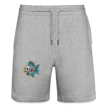 Father and Son Live Love Camp für einen Angler - Stanley/Stella Unisex Bio Joggingshorts Trainer  - Grau meliert - Vorne - Nik (191cm) & Marisol (170cm)