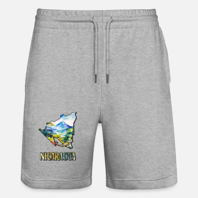 Carte à l’aquarelle Nicaragua - Short de jogging bio TRAINER Stanley/Stella unisexe - gris chiné