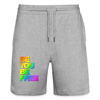 Typo Be You Be Free Diversity hf Rainbow Shadow - Stanley/Stella Unisex Bio Joggingshorts Trainer  - Grau meliert - Vorne - Nik (191cm) & Marisol (170cm)