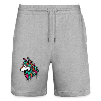 Wolf - Stanley/Stella Trainer Unisex Organic Jogging Shorts - heather grey - Front - Nik (191cm) & Marisol (170cm)