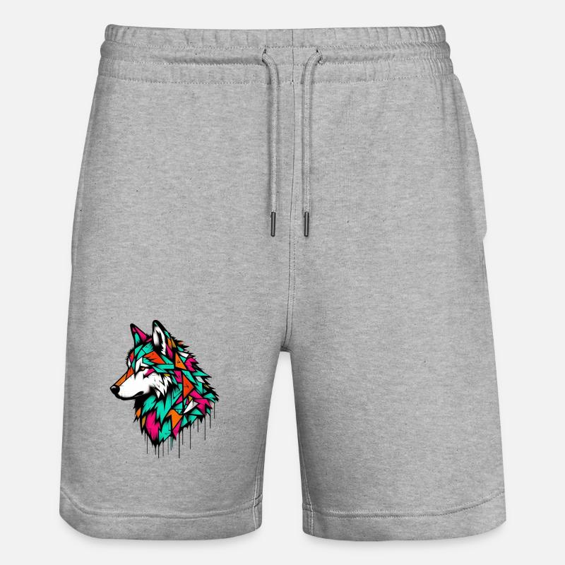 Wolf - Stanley/Stella Trainer Unisex Organic Jogging Shorts - heather grey