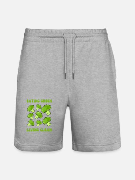 Vegetarian, eating green, living clean - Stanley/Stella Trainer Unisex Organic Jogging Shorts - heather grey