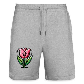 Tulipe - Short de jogging bio TRAINER Stanley/Stella unisexe - gris chiné - Devant - Nik (191cm) & Marisol (170cm)