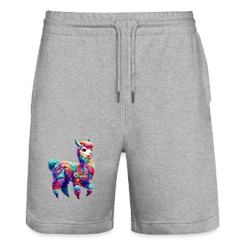 Alpaka - Stanley/Stella Unisex Bio Joggingshorts Trainer  - Grau meliert - Vorne - Nik (191cm) & Marisol (170cm)