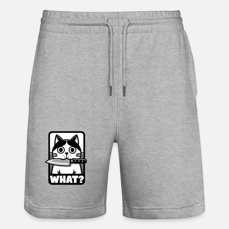 WAS? EINE KATZE MIT MESSER - Stanley/Stella Unisex Bio Joggingshorts Trainer  - Grau meliert