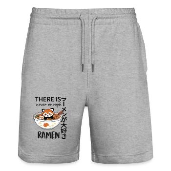 Roter Panda in Ramen Bowl – Lustiges Ramen Design - Stanley/Stella Unisex Bio Joggingshorts Trainer  - Grau meliert - Vorne - Nik (191cm) & Marisol (170cm)