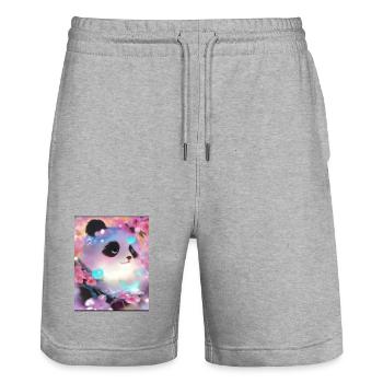 Panda Picture - Stanley/Stella Trainer Unisex Organic Jogging Shorts - heather grey - Front - Nik (191cm) & Marisol (170cm)