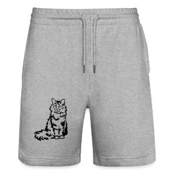 Norwegische Waldkatze - Stanley/Stella Unisex Bio Joggingshorts Trainer  - Grau meliert - Vorne - Nik (191cm) & Marisol (170cm)