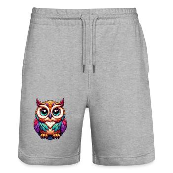 Hibou - Short de jogging bio TRAINER Stanley/Stella unisexe - gris chiné - Devant - Nik (191cm) & Marisol (170cm)