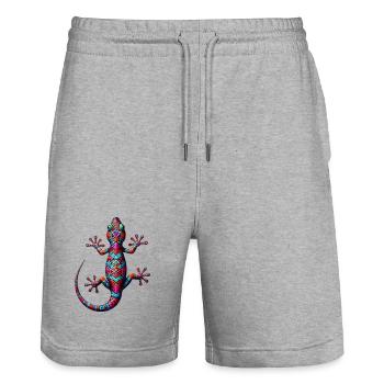 Gecko - Stanley/Stella Unisex Bio Joggingshorts Trainer  - Grau meliert - Vorne - Nik (191cm) & Marisol (170cm)