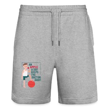An apple away keeps the doctor away - Stanley/Stella Unisex Bio Joggingshorts Trainer  - Grau meliert - Vorne - Nik (191cm) & Marisol (170cm)
