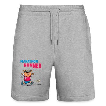 Chien marathonien - Short de jogging bio TRAINER Stanley/Stella unisexe - gris chiné - Devant - Nik (191cm) & Marisol (170cm)
