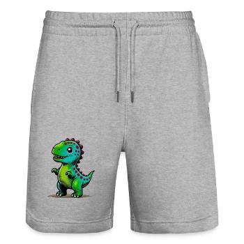 Dinosaure - Short de jogging bio TRAINER Stanley/Stella unisexe - gris chiné - Devant - Nik (191cm) & Marisol (170cm)
